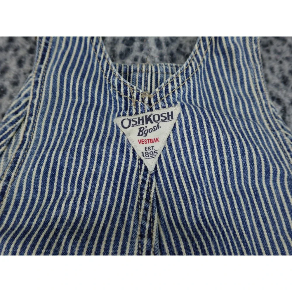 OshKosh Bgosh Hickory Stripe Denim Overalls Kids Blue White Vestbak Carpenter